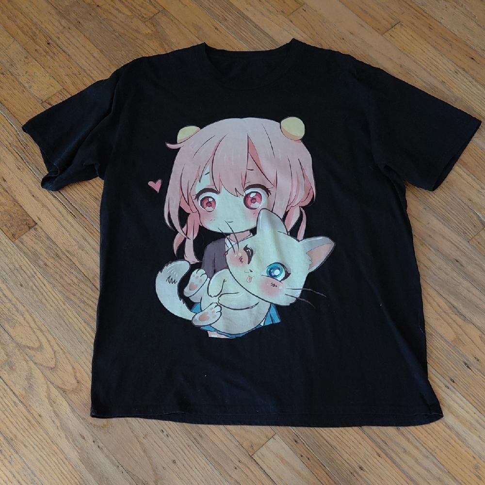 Black Anime Cat T-Shirt